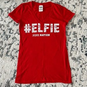 PINK NATION Victoria’s Secret #ELFIE v neck t shirt